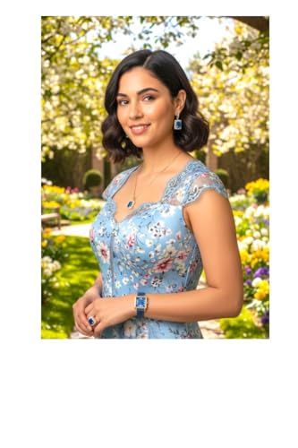 Women's Fashion Quartz Watch and Jewelry Set, Red or Blue Crystal Rhinestone Necklace Earrings Ring, Rose Gold Tone, 4 Piece Gift Set