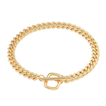 SOFYBJA 18k Gold Plated Personalized Chunky Cuban Oval Link Chain Bracelets for Men Toggle Rope Bracelet Jewelry for Women - style: Cuban Chain Link Bracelet