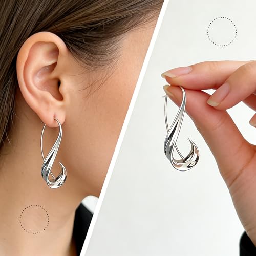 2 Pairs Hook Earrings for Women - Vintage Inspired Irregular Bohemian Design, Skin-Friendly Gold & Silver Dangle Earrings for Daily & Party Wear