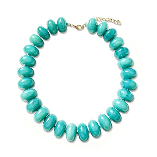 CSIYANJRY99 Chunky Beaded Necklace for Women, Large Colorful Resin Beads Statement Necklace, Boho Summer Beach Vacation Jewelry Gifts - color: Green