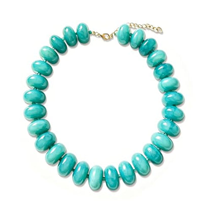 CSIYANJRY99 Chunky Beaded Necklace for Women, Large Colorful Resin Beads Statement Necklace, Boho Summer Beach Vacation Jewelry Gifts - color: Green