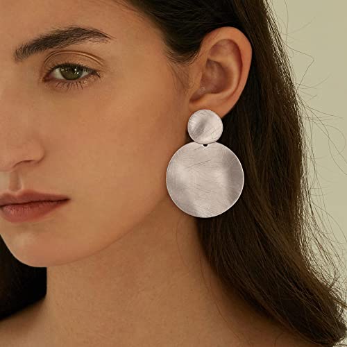 FANZE 2-3 Pairs Clip on Earrings Drop Earrings Set,Big Matte Gold Earrings Statement Earrings Jewelry Gift for Women - color: Set-3