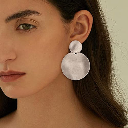 FANZE 2-3 Pairs Clip on Earrings Drop Earrings Set,Big Matte Gold Earrings Statement Earrings Jewelry Gift for Women - color: Set-3