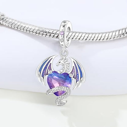 Charm for Bracelets and Necklaces, Heart Animals 925 Sterling Silver Bead Celestial Sun Moon Star Charms Jewelry Gift for Women Girls - color: Dragon Charm