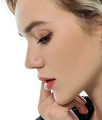 20G 10Pcs Stainless Steel L Screw Bone Shaped Nose Studs Rings Square Round CZ Nose Ring Labret Nose Piercing Jewelry for Men Women Silver Tone 1.5mm-2mm-2.5mm-3mm-3.5mm CZ - style: D:10Pcs,L Shaped(Rose Gold Tone)