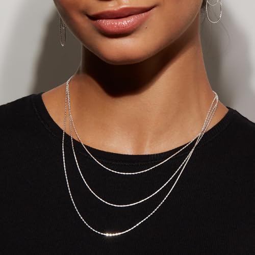 Milla Triple Necklaces for Women, Trendy Trpiple Chain Necklace Set | Stylish Gold Necklace Stack and Silver Layered Necklaces for Women made with 14K Gold Plated and Silver Plated Materials - color: Triple Snake Chain / Silver