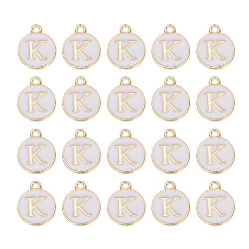 MECCANIXITY Pendants Letter Charm Initial Charm Double Sided Alphabet for DIY Necklace Bracelet Earrings Jewelry Making - style: K