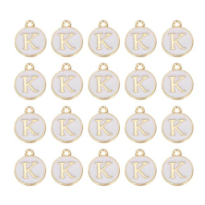 MECCANIXITY Pendants Letter Charm Initial Charm Double Sided Alphabet for DIY Necklace Bracelet Earrings Jewelry Making - style: K