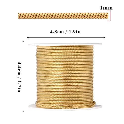 33FT 1mm Thin Stainless Steel Gold Snake Chains Bulk for Jewelry Making | 18K Gold PVD Plated 304 Stainless Steel Round Snake Chain Roll Spool for DIY Craft - color: 1mm Gold Round Snake Chains