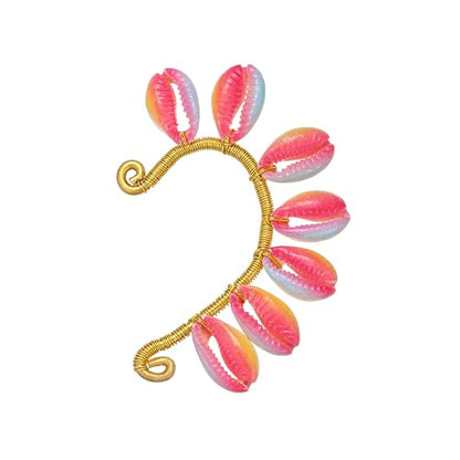 Wellike Gold Ear Cuffs For Women Non Piercing Single Clip On Earrings 18k Gold/Silver Plated Handmade Cuff Earrings Hypoallergenic Waterdrop Cowrie Shell Jewelry - color: KKWE581-G