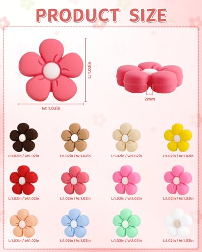 12PCS Colorful Flowers Silicone Focal Beads for Pens - color: Colorful flowers
