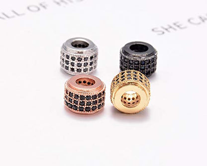 AD Beads Zircon Pave Rhinestones Rondelle Big Hole Bracelet Connector Spacer Beads 10pcs Mixed Color 6x7mm - color: 10pcs Mixed Color 3 Row Rondelle (6x7mm)
