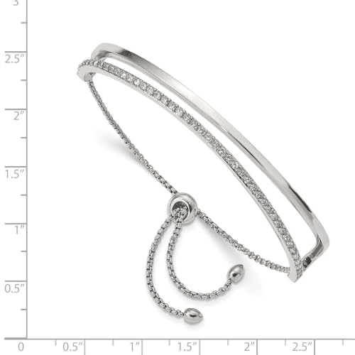 Chisel Crystal Adjustable Bangle Bracelet in Stainless Steel