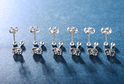 6 Pairs Surgical Stainless Steel Round Ball Stud Earrings Set for Women Men 3-7mm - style: 6 Pairs 4mm Ball Stud Earrings