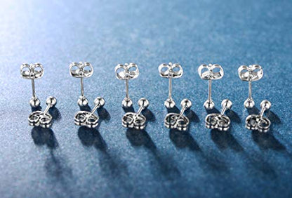 6 Pairs Surgical Stainless Steel Round Ball Stud Earrings Set for Women Men 3-7mm - style: 6 Pairs 4mm Ball Stud Earrings