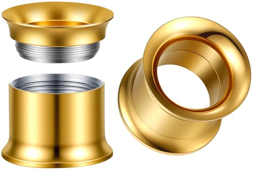 Surigcal Stainless Steel Ear Gauges Tunnels - Internally Threaded Plugs For Ears - Internally Threaded Ear Gauges For Men Women - Double Flare Internal Thread Screw-Fit Gauge Flesh Tunnel Earrings - color: Gold, size: 10mm (00g)