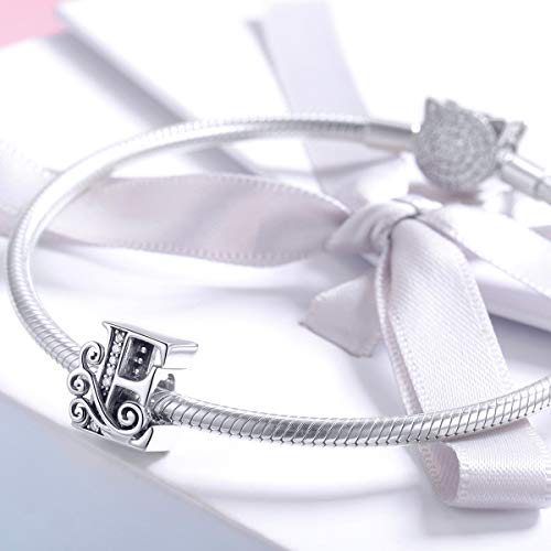 BISAER 925 Sterling Silver Initial Letter A-Z Charms for Bracelets Alphabet Beads Charm Jewelry Gifts - color: Letter E