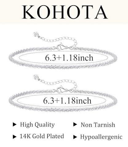 KOHOTA Silver Gold Bracelets for Women Trendy 14K Gold Plated Bracelet for Women Non Tarnish Dainty Stackable Layered Chain Heart Pearl Knot Beaded Bracelets Stack Set Charm Mothers Day Jewelry Gifts - color: E.Layered-silver