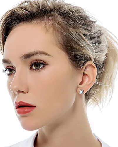 Tornito 6 Pairs 20G Stainless Steel Stud Earrings Square Cubic Zirconia Earring Set For Men Women 3MM-8MM Silver Tone - style: B:6 Pairs,Square CZ