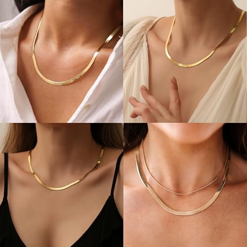 Gold Necklace for Women Chunky 14K Gold Plated Chain Necklace | Chunky Gold Necklace,Simple Paperclip Chain, Statement Choker Necklace,Non Tarnish,Trendy Jewelry,Gifts for Women - style: 6mm-snake chain-gd
