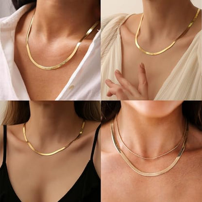 Gold Necklace for Women Chunky 14K Gold Plated Chain Necklace | Chunky Gold Necklace,Simple Paperclip Chain, Statement Choker Necklace,Non Tarnish,Trendy Jewelry,Gifts for Women - style: 6mm-snake chain-gd