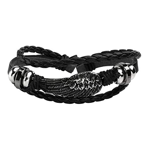 6-12PCS Braided Faux Leather Bracelet Punk Cuff Wrap Bracelets for Men Women Adjustable - color: J:12pcs