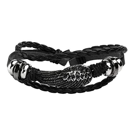 6-12PCS Braided Faux Leather Bracelet Punk Cuff Wrap Bracelets for Men Women Adjustable - color: J:12pcs