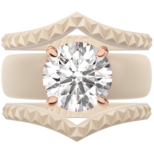 Rinfit Silicone Ring with Stone, Round Cut CZ | AAAAA Grade Cubic Zirconia, Solitaire Engagement Ring for Her, Flexible Rubber Wedding Band for Women, Patented Design - color: Pack J: Nude / Rose Gold