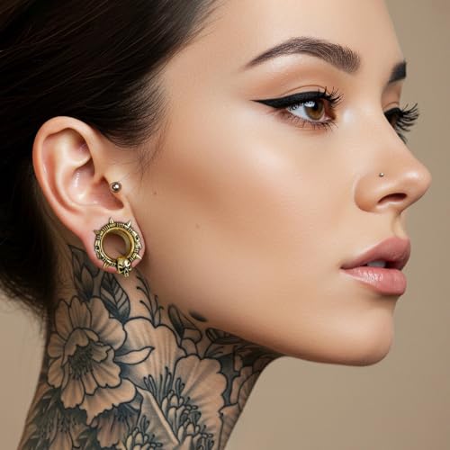 COOEAR Stainless Steel Melting Design Ear Expander, Stylish and Durable Ear Stretching Gauges Plugs. - color: S8794J, size: 10 mm