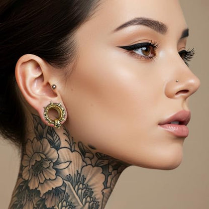 COOEAR Stainless Steel Melting Design Ear Expander, Stylish and Durable Ear Stretching Gauges Plugs. - color: S8794J, size: 12 mm