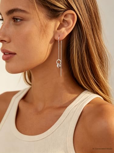 Silver Dangle Earrings Women Dangling Drop Bridesmaid Wedding Prom Jewelry - color: Silver link circle