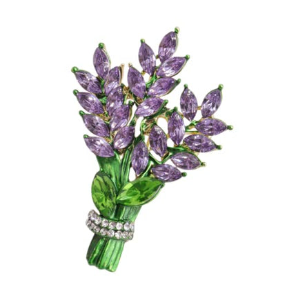 Lavender flower brooch crystal rhinestone tulip brooch elegant accessories jewelry women brooches and pins fashion jewelry wedding flowers lapel pin - color: Purple