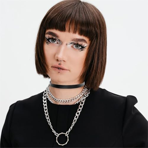 Black Choker Necklace Set Velvet Lace Choker Daisy Gothic Punk Classic Choker - color: 4pcs black leather