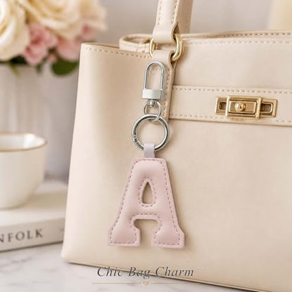 Initial Letter Keychain,Stainless Steel,Colorful Faux Leather Keyring for Backpack,Purse,Car Keys,Gift for Men Women - color: A