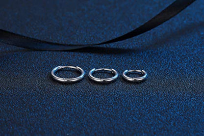 Black Hoop Earrings for Men 8mm 10mm 12mm – Surgical Stainless Steel Hypoallergenic Mens Small to Medium Hoop Earrings Set (3 Pairs) - style: E:3pairs,8mm+10mm+12mm,steel