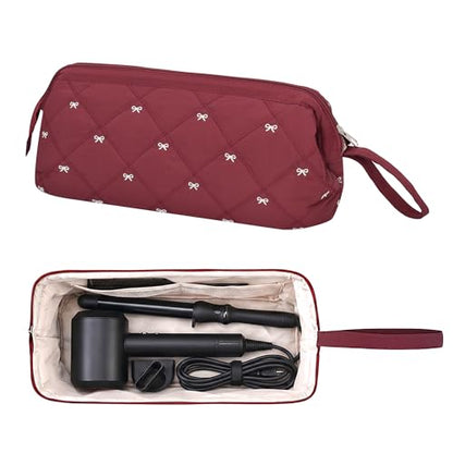 TeeYee Nylon Hair Tools Travel Bag for Dyson Airwrap Quilted Toiletry Bag | Travel Storage Bag for Shark Flexstyle/Curling Iron,Water-repellent,Wide-open,Well-structured,Heat-safe lining,001winebow - color: Winebow