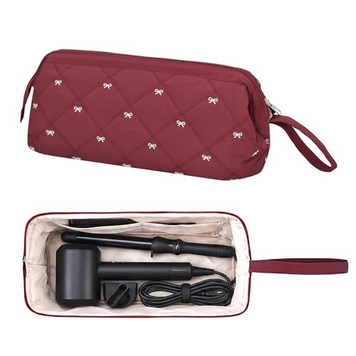 TeeYee Nylon Hair Tools Travel Bag for Dyson Airwrap Quilted Toiletry Bag | Travel Storage Bag for Shark Flexstyle/Curling Iron,Water-repellent,Wide-open,Well-structured,Heat-safe lining,001winebow - color: Winebow