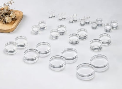 6G-50mm Solid Ear Plugs Tunnels for Women Men Double Flared Saddle Ears Gauge Plug Stretcher Expander Piercing Body Jewelry Black White Clear 1 Pairs - color: Clear Tone, size: 4 Gauge(5mm) = 3/16 inch
