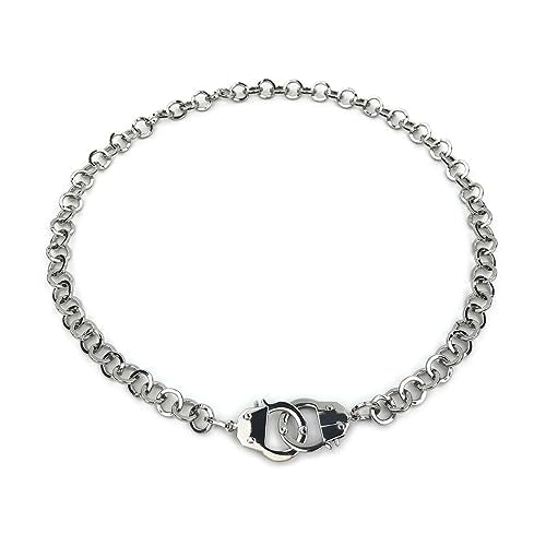 Succuba Stainless Steel Handcuff Choker Necklace Chain Pendant Choker Collar Necklace for Women and Men from 16 to 24 Inches with Box - color: A, size: 20 Inches