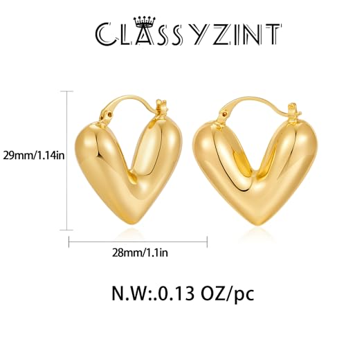 CLASSYZINT Chunky Gold Hoop Earrings For Women Small Gold Plated Chubby Huggie Earrings Lightweight Earrings Gift…
