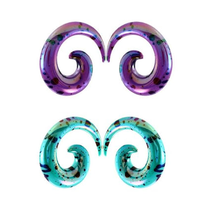 Acrylic Spiral Snail Ear Tapers Plugs Tunnels Expander Gauges Twist Earrings Stretching Hanger Body Piercings Jewelry 2 Pairs Set Purple Green Color Y2K Jewelry - size: 0g (8mm)