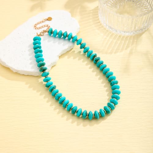 Acrylic Beaded Necklace for Women,Beach Strand Jewelry Gifts | Statement Necklace,Cute Trendy Handmade Jewelry for Women,Chunky Beaded Necklace,Resin Beads Choker - color: Turquoise