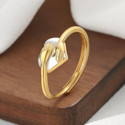 To My Daughter Hug Ring For Hope Rings, Inspirational Stainless Steel Engarved With Always With You Message Adjustable Ring for Women Non Tarnish Jewelry Gift for Her Birthday Christmas - color: Heart-Gold