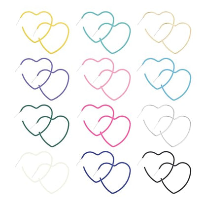 12 Pairs Colorful Classic C Hoop Earrings for Women, 925 Sterling Silver Hypoallergenic Earrings Set, Multi-Color Everyday Dainty Jewelry Gift for Her, Mix and Match - style: Heart Circle