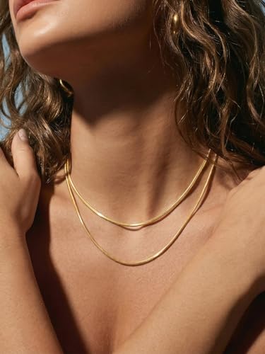 KeyStyle Round Snake Chain Necklace for Women, Hypoallergenic Jewelry Gift | 14K Gold Plated/Rose Gold/Silver/Black Stainless Steel Chain, 1/1.2/1.5/2mm, 14/16/18/20/22/24/26/28/30"+ 2" Extension - color: 1.5mm 14K Gold Plated, size: 14 Inch