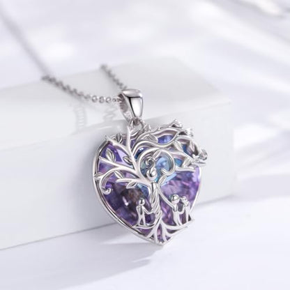 925 Sterling Silver Necklace Gifts for Women Crystal/Opal Jewelry Pendant Christmas Birthday Gift - style: 3 Children