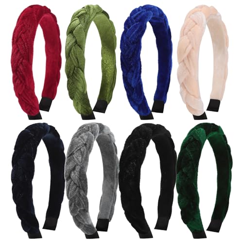 Braided Headbands for Women,Velvet Headbands for Women Girls,Wide Criss Cross Hair Accessories 8 Packs