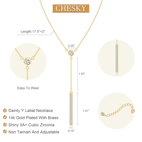 CHESKY Lariat Necklace for Women，14k Gold/Sliver Plated Layered Necklace | Gold/Sliver Long Necklace，Dainty Cross Pendant, Wedding Y-Shaped Drop Chain, Waterproof Jewelry Gift for Women Everyday Wear - style: YCZ