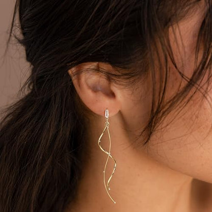 Robaice Long Gold Dangle Earrings for Women, 14K Plated Tassel Earring | Gold Chain Dangling Earrings, Trendy Drop Prom Earring, Lightweight Statement Party Jewelry, Gift for Women - style: C-dangle twist drop