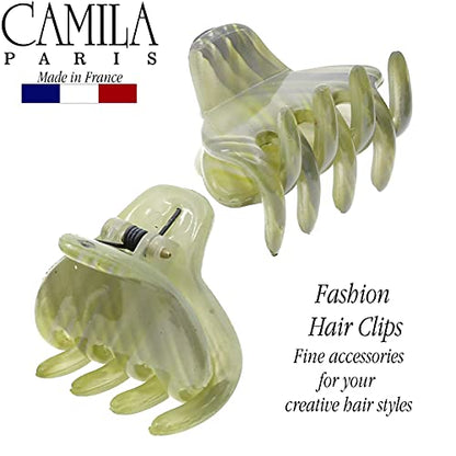 Camila Paris CP3199 French Small Hair Clips for Women, 1" Set of 2 Small Claw Clip Fashion Styling Mini Hair Clip Accessories for Women, Strong Hold No Slip Grip Cute Claw Clips, Made in France - color: Green 1" 2PK